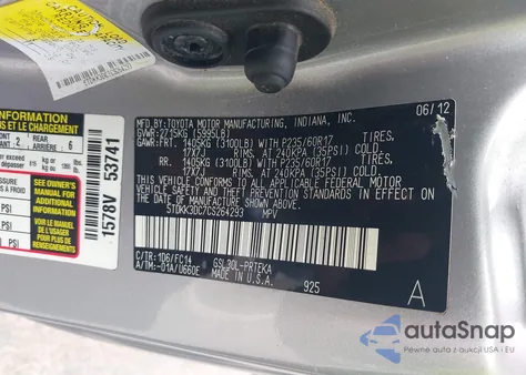 2012 Toyota Sienna Le V6 8 Passenger из США, поврежденный, VIN 5TDKK3DC7CS264293